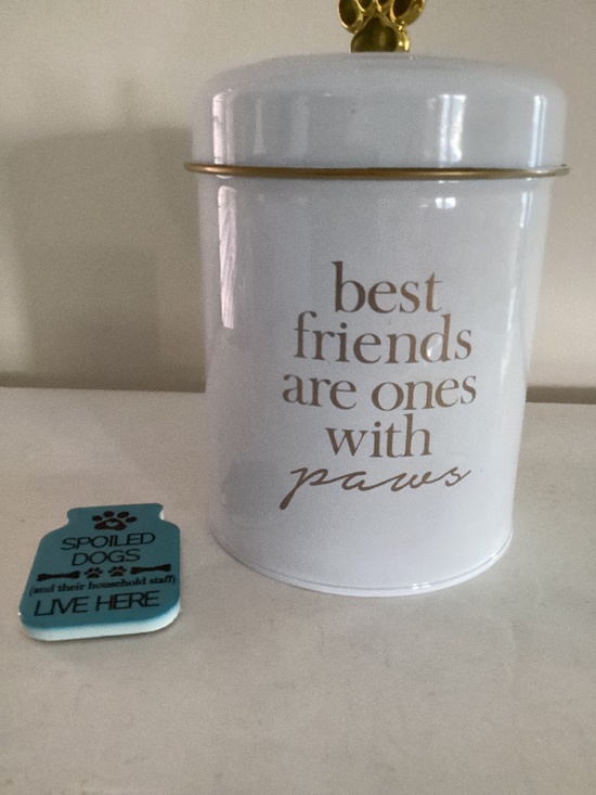 Other - White Best Friends With Paws treat storage can and Spoiled Dogs Magnet